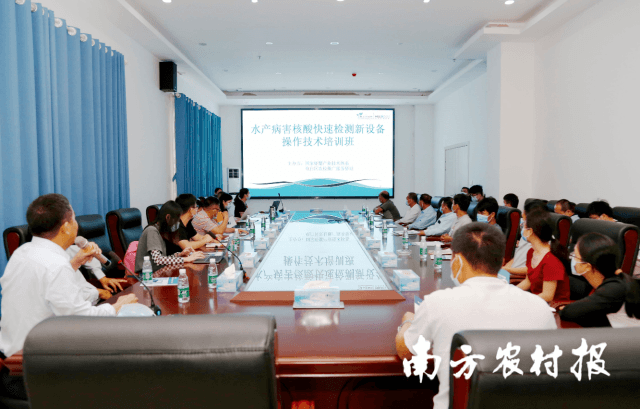 電白區(qū)水產(chǎn)病害核酸快速檢測新設(shè)備操作技術(shù)培訓活動現(xiàn)場
